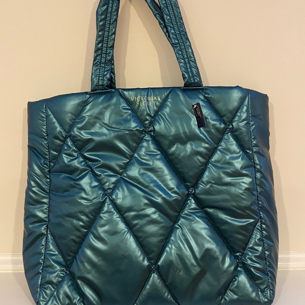 NWT Victoria’s Secret teal/green puffer tote
